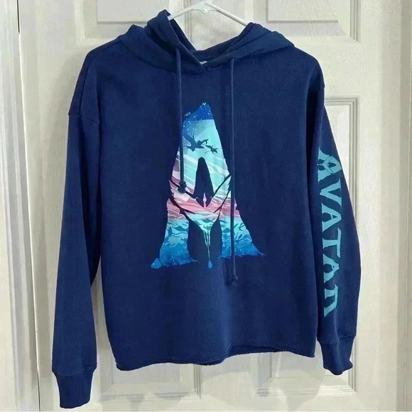 Disney's Avatar The Way of The Water Graphic Blue Sweatshirt Hoodie Women Sz L - Picture 2 of 9
